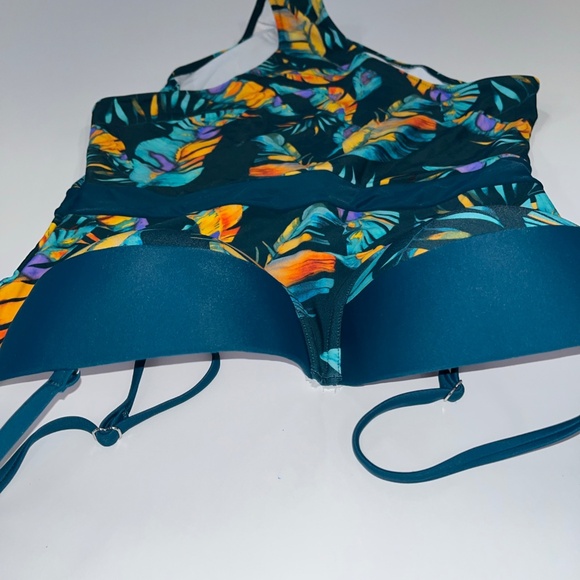 Women’s CUPSHE Teal Floral Print One-Piece Swimsuit  Size XL NWT - Picture 5 of 9